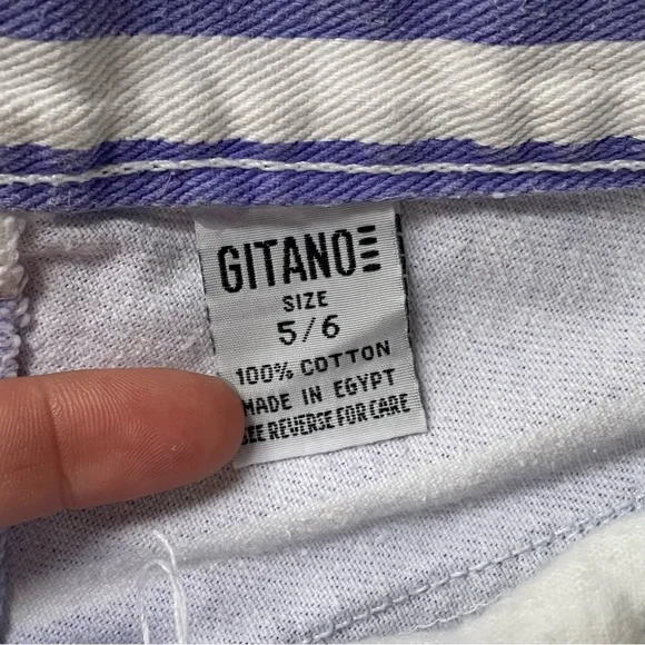Vintage 80s/90s Gitano Purple & White Striped Cut Off Distressed Frayed Shorts